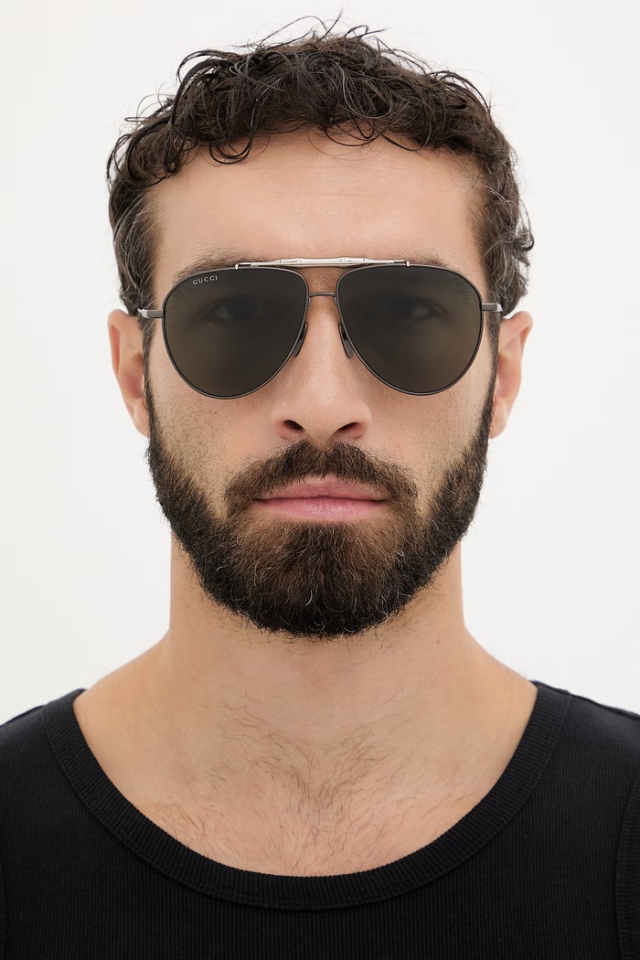 Gucci okulary przeciwsłoneczne pilotki męskie GG2064S szary