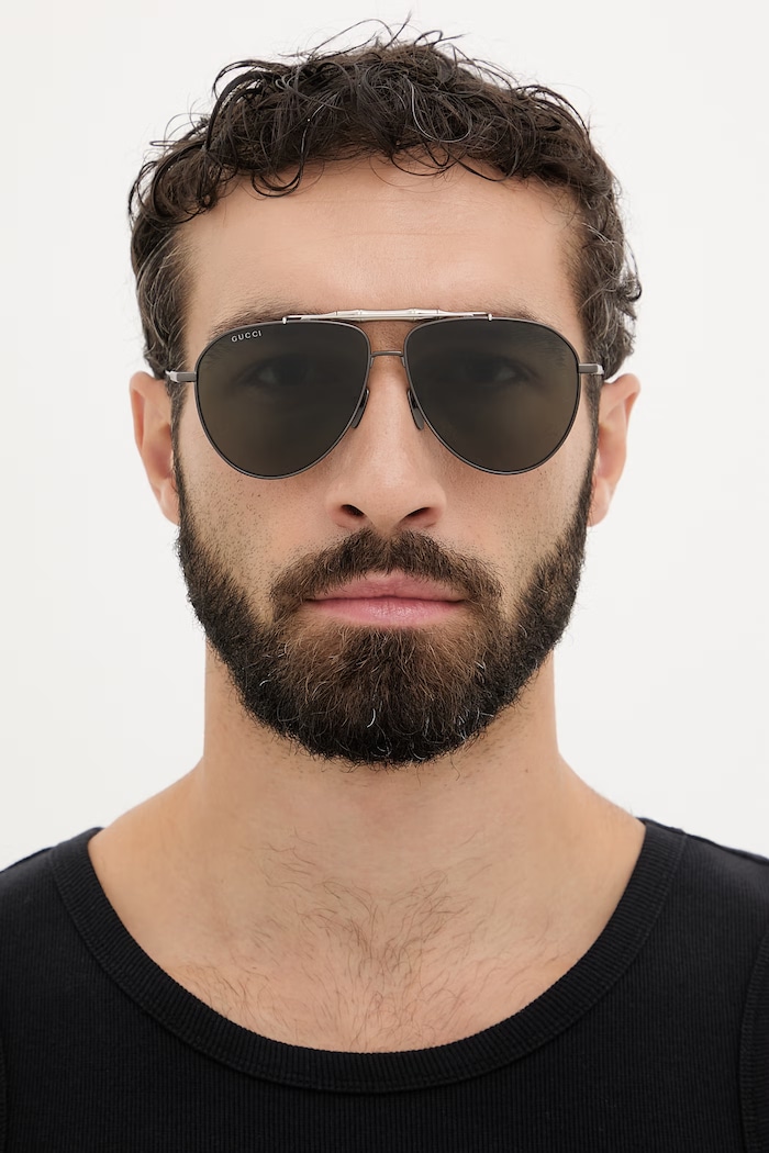 Gucci okulary przeciwsłoneczne pilotki męskie GG2064S szary