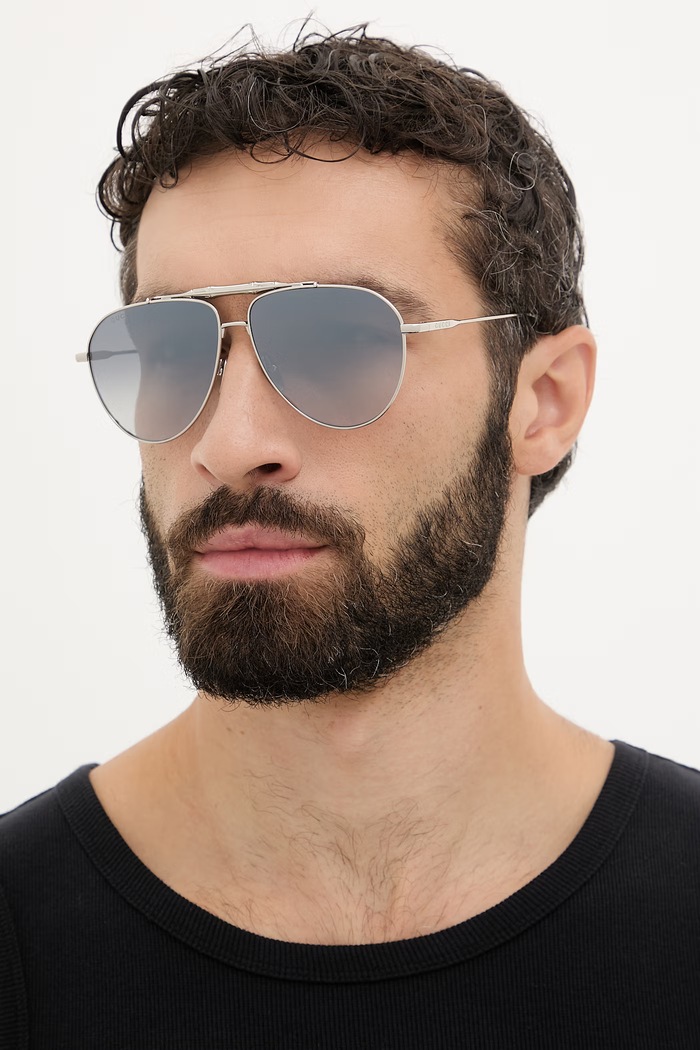 Gucci okulary przeciwsłoneczne pilotki męskie srebrny GG2064S