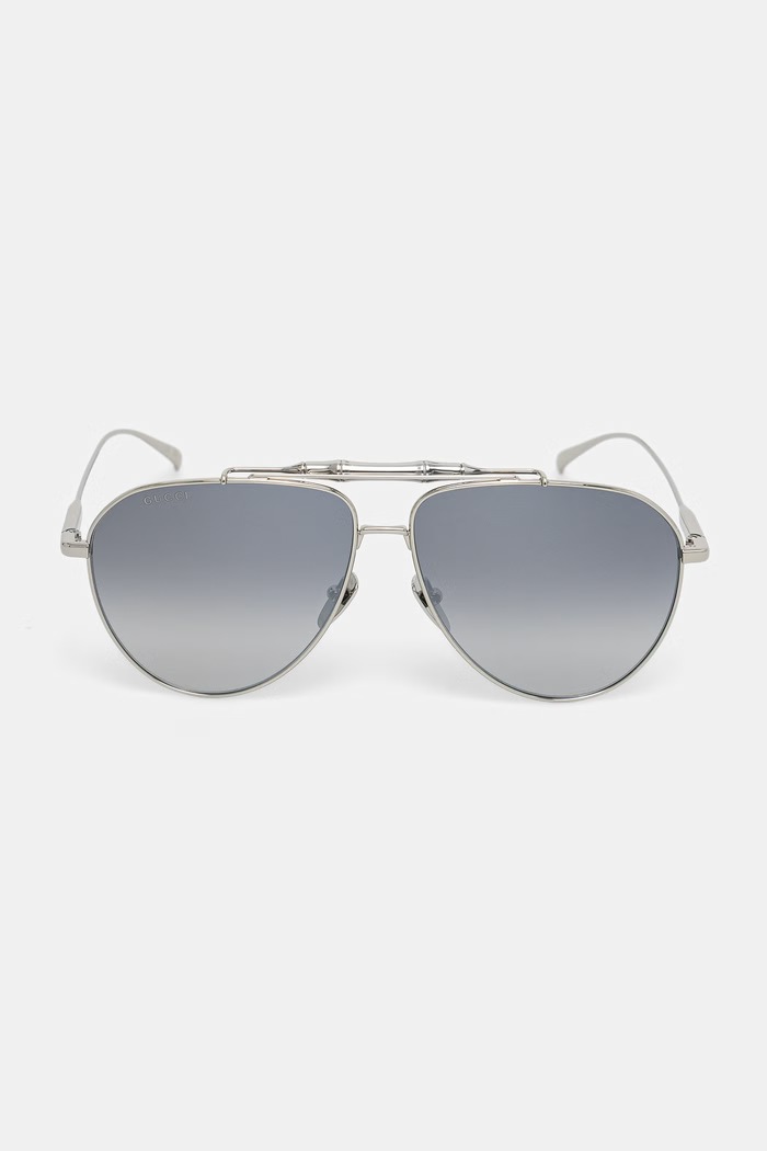 Akcesoria Gucci okulary przeciwsłoneczne pilotki męskie GG2064S srebrny
