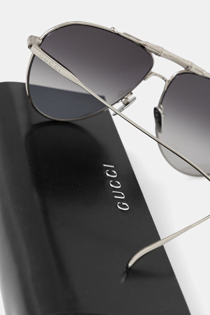Gucci okulary przeciwsłoneczne pilotki męskie GG2064S srebrny