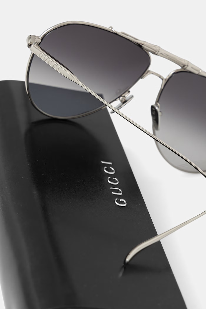 Gucci okulary przeciwsłoneczne pilotki męskie GG2064S srebrny