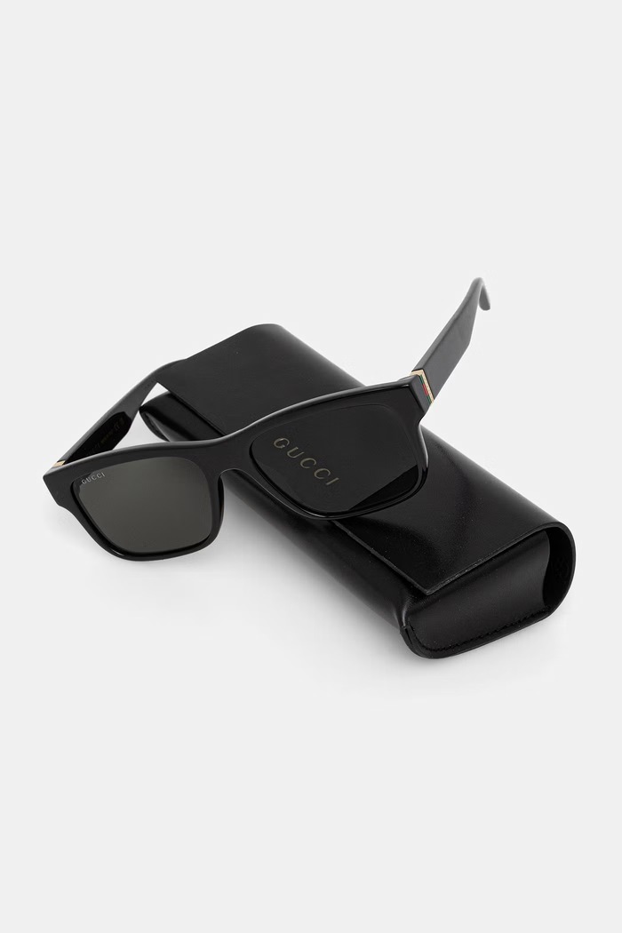 Gucci occhiali da sole quadrati da uomo nero GG2085S