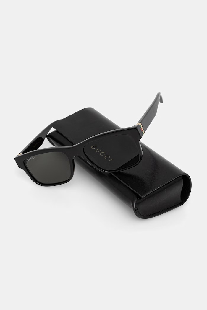 Gucci occhiali da sole quadrati da uomo nero GG2085S