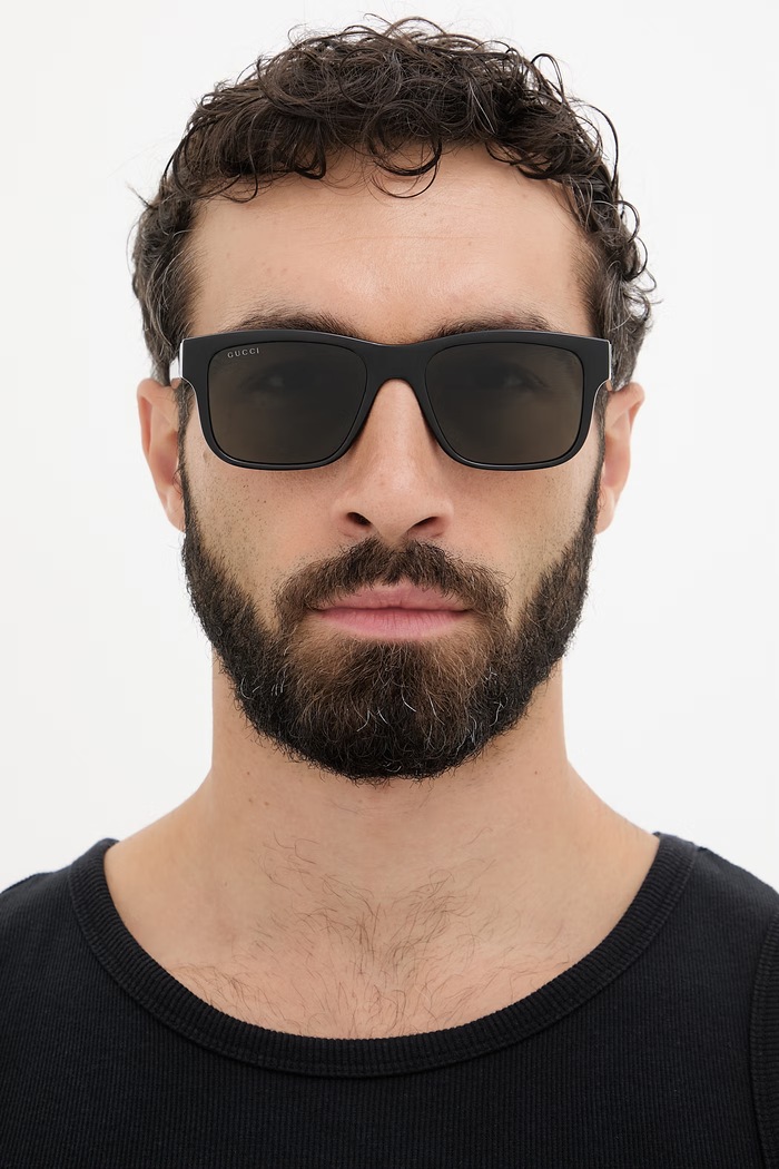 Gucci occhiali da sole quadrati da uomo GG2085S nero