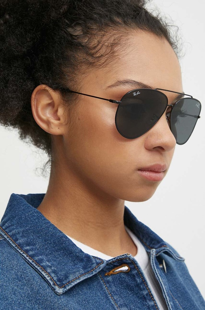 Ray-Ban okulary przeciwsłoneczne LENNY KRAVITZ X AVIATOR REVERSE jednolita czarny 0RBR0101S
