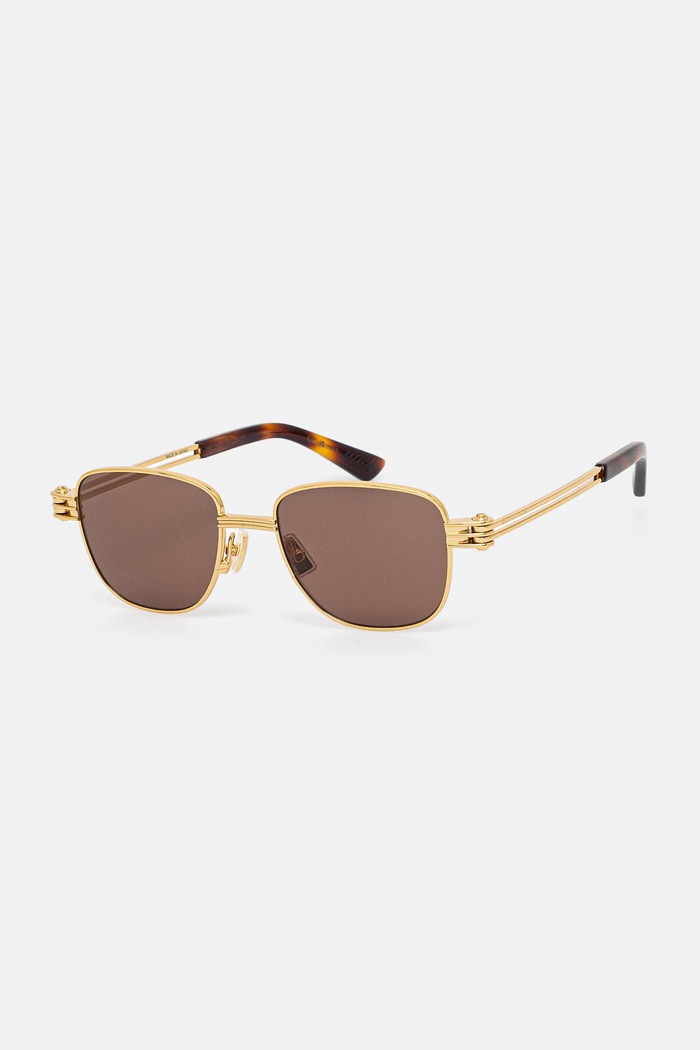 Bottega Veneta okulary pilotki złoty BV1380S