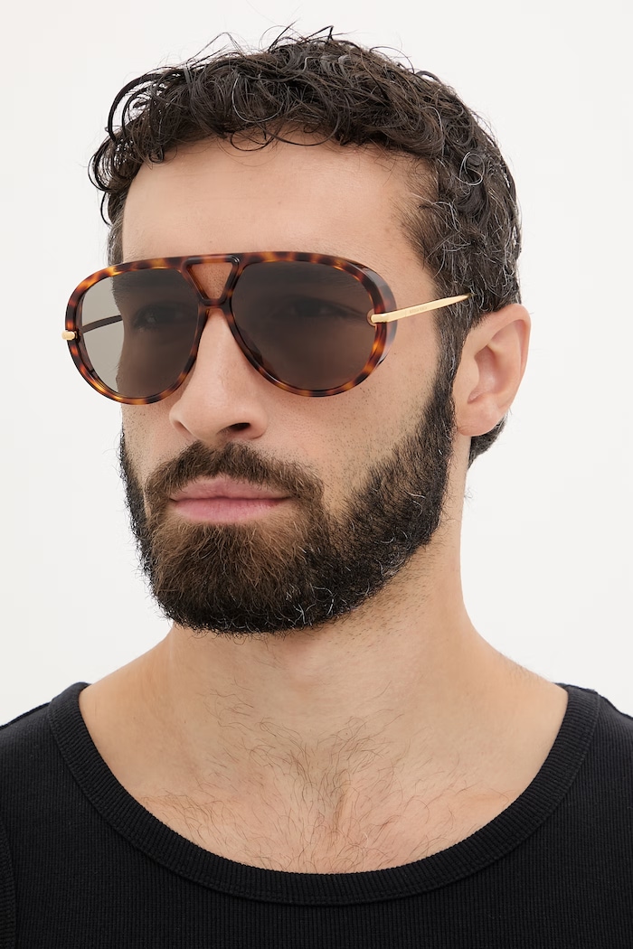 Bottega Veneta okulary przeciwsłoneczne pilotki BV1274S brązowy AA00