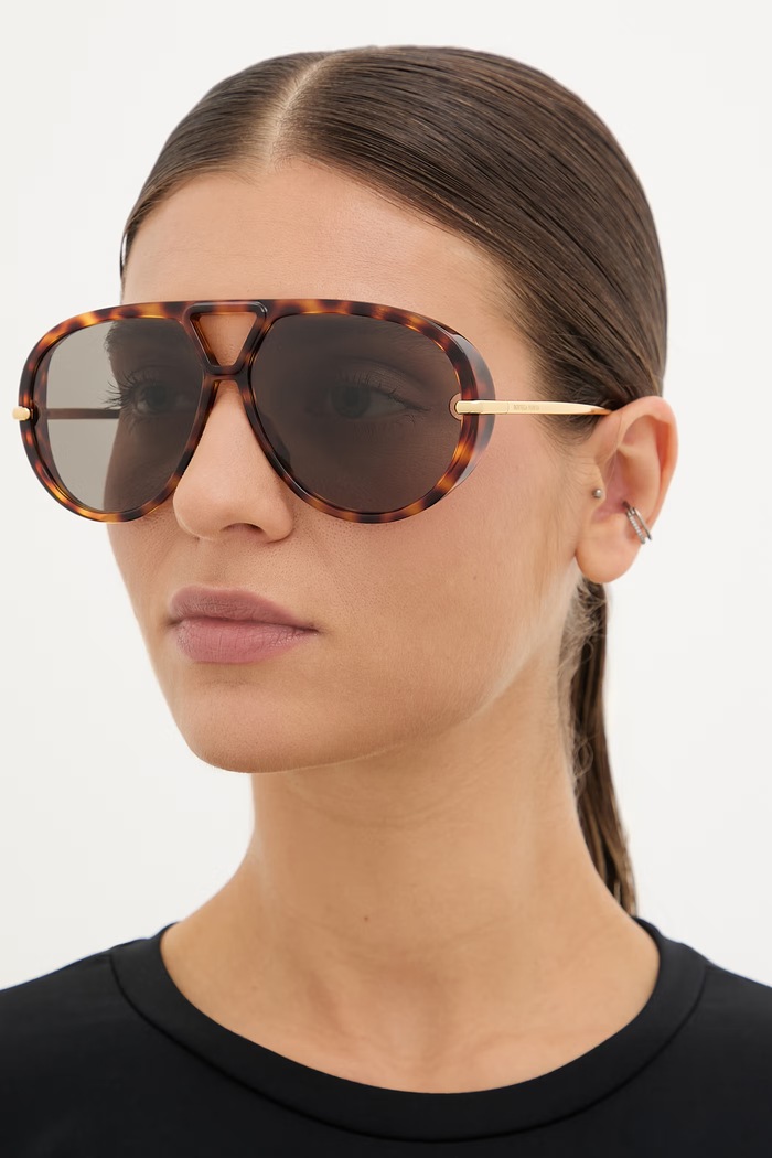 Akcesoria Bottega Veneta okulary przeciwsłoneczne pilotki BV1274S brązowy