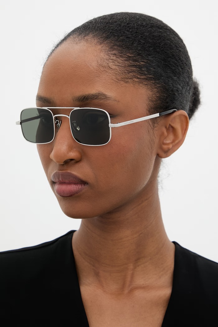 Accesorii Saint Laurent ochelari de soare aviator SL.331 argintiu
