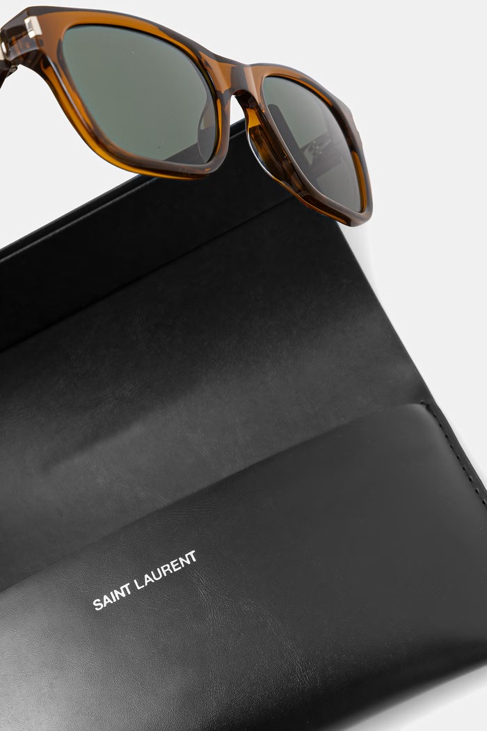 Doplnky Saint Laurent slnečné okuliare štvorcové SL.874 hnedá
