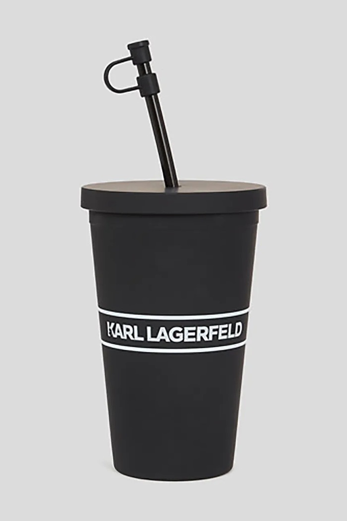 Pohárek s brčkem Karl Lagerfeld Essential To Go černá A1M42033
