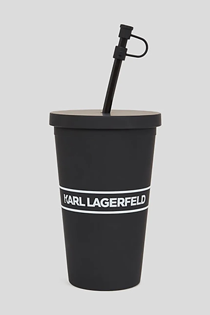 Pohárek s brčkem Karl Lagerfeld Essential To Go A1M42033 černá AA00
