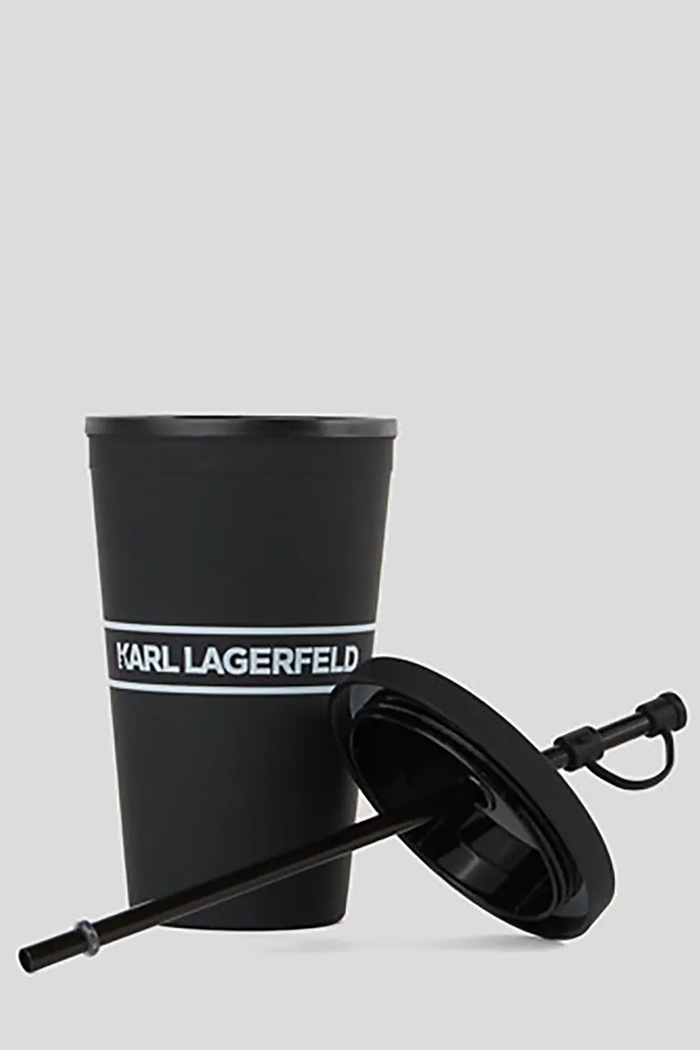 Pohárek s brčkem Karl Lagerfeld Essential To Go černá A1W42017