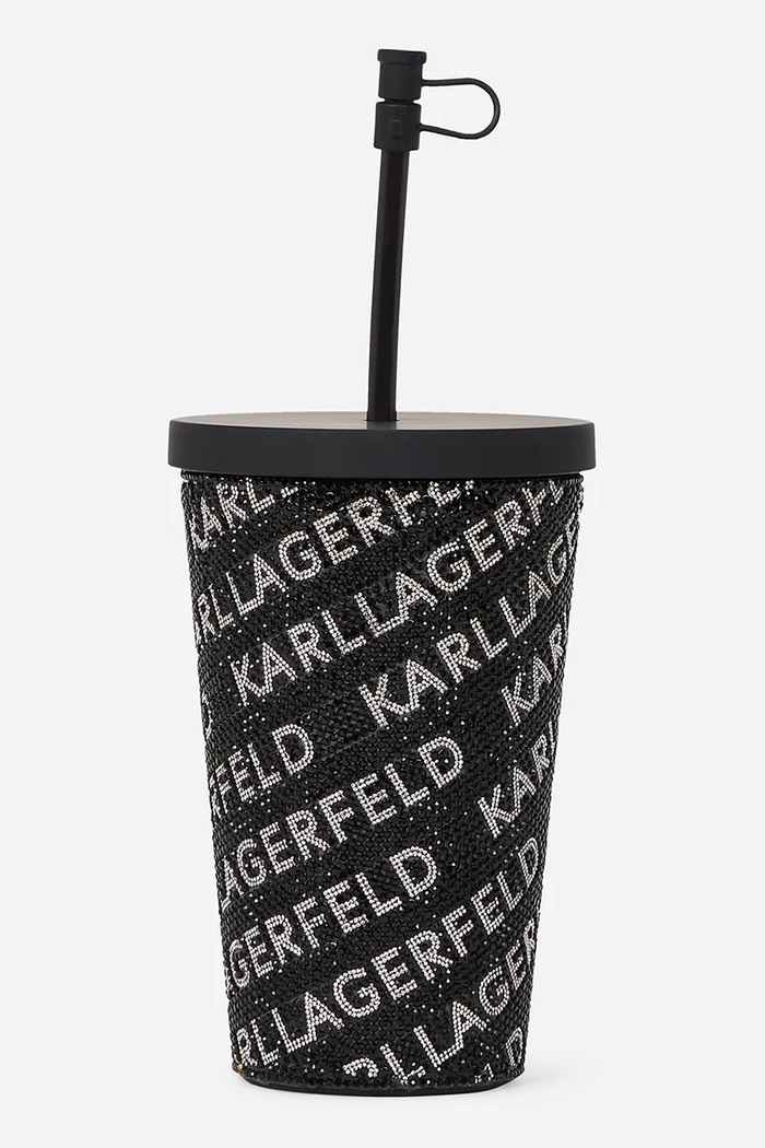 Pohárek s brčkem Karl Lagerfeld k/rhinestone černá A2W42018