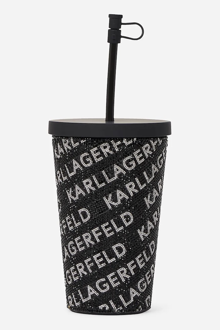 Pohárek s brčkem Karl Lagerfeld k/rhinestone černá A2W42018