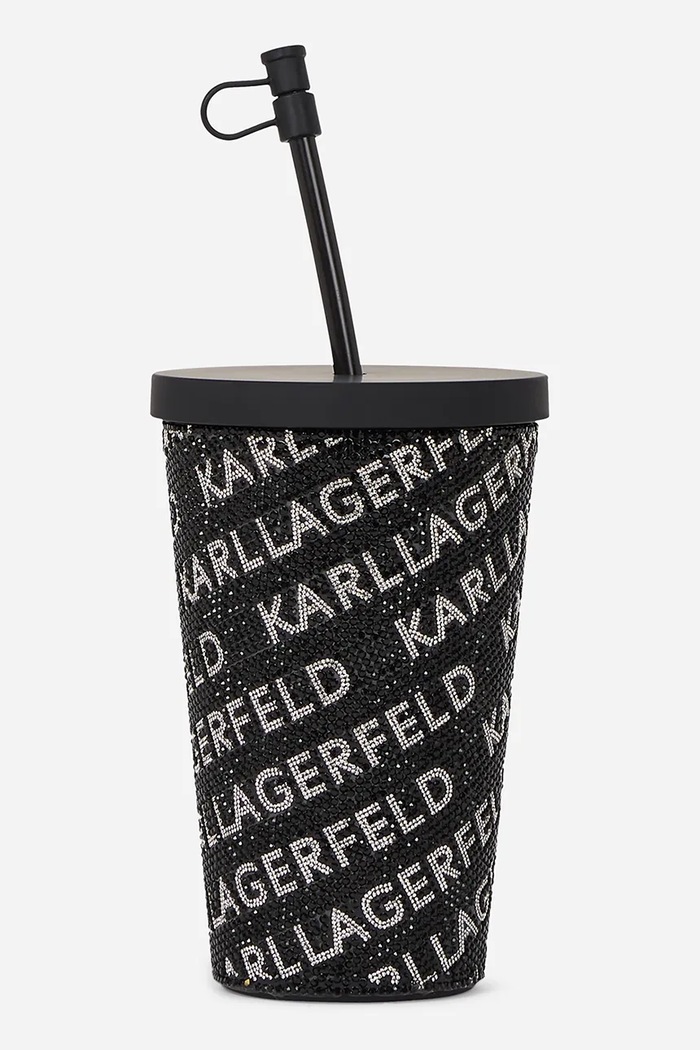 Pohárek s brčkem Karl Lagerfeld k/rhinestone A2W42018 černá AA00