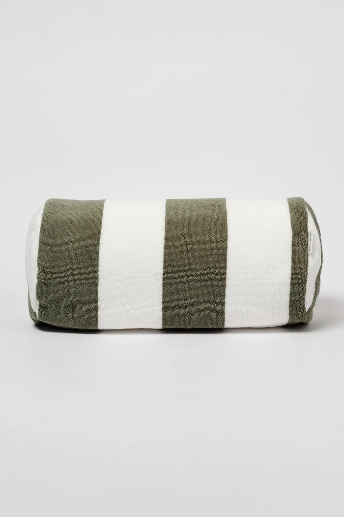 Nafukovací plážový polštář SunnyLife Vacay Olive Stripe zelená S51IBPVA