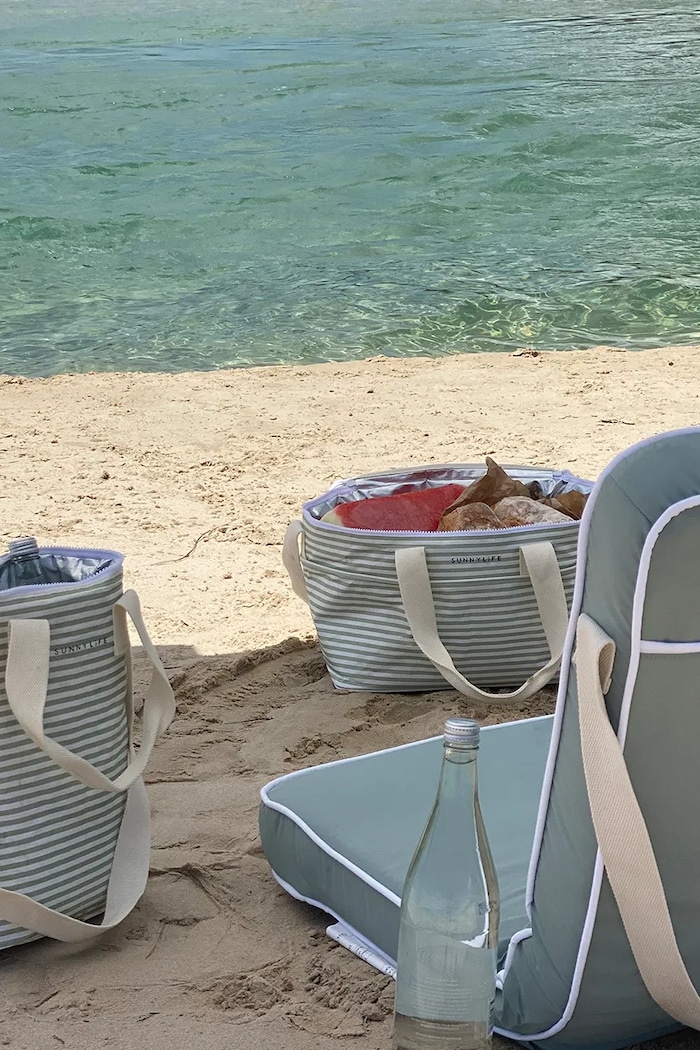 SunnyLife Geantă termică La Palma Sage Stripe 18,7 L S51NCBWS