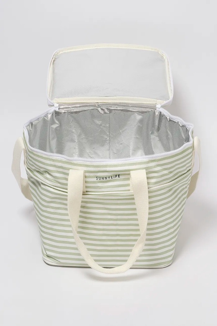Lifestyle SunnyLife Geantă termică La Palma Sage Stripe 18,7 L S51NCBWS verde