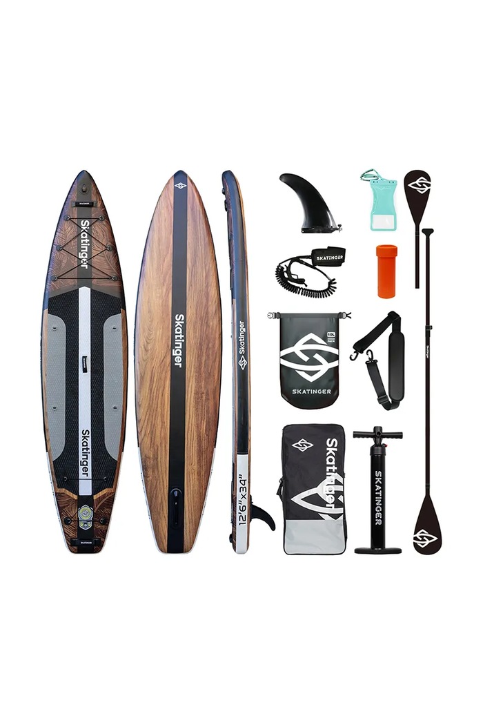 Plavecká doska s príslušenstvom Skatinger SUP SKATINGER 380 x 86 x 16 cm (12'6') oranžová SK1401