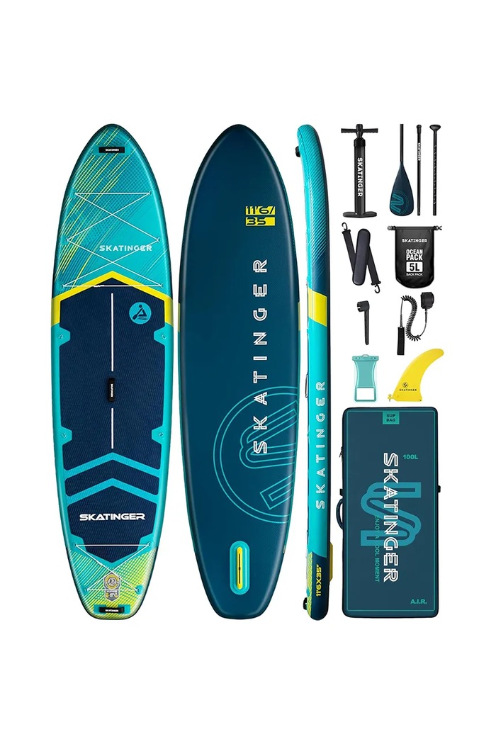 Plavecká doska s príslušenstvom Skatinger SUP Asiaticus 350 x 89 x 15 cm (11'6') tyrkysová SK9002