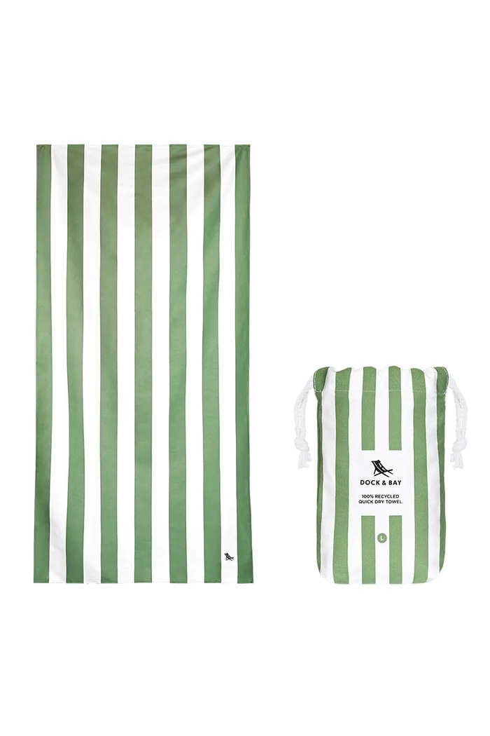 Brzosušeći ručnik za plažu Dock & Bay Cayman Olive 200 x 90 cm zelena TOWLB.CAB.XL.KHAKI.R