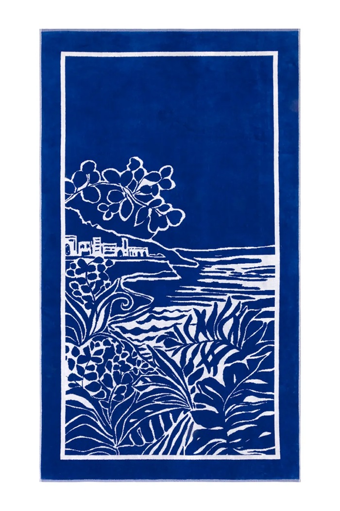 Olivier Desforges Πετσέτα παραλίας υφασμάτινη RIVIERA Navire 90 x 160 cm σκούρο μπλε 1062936