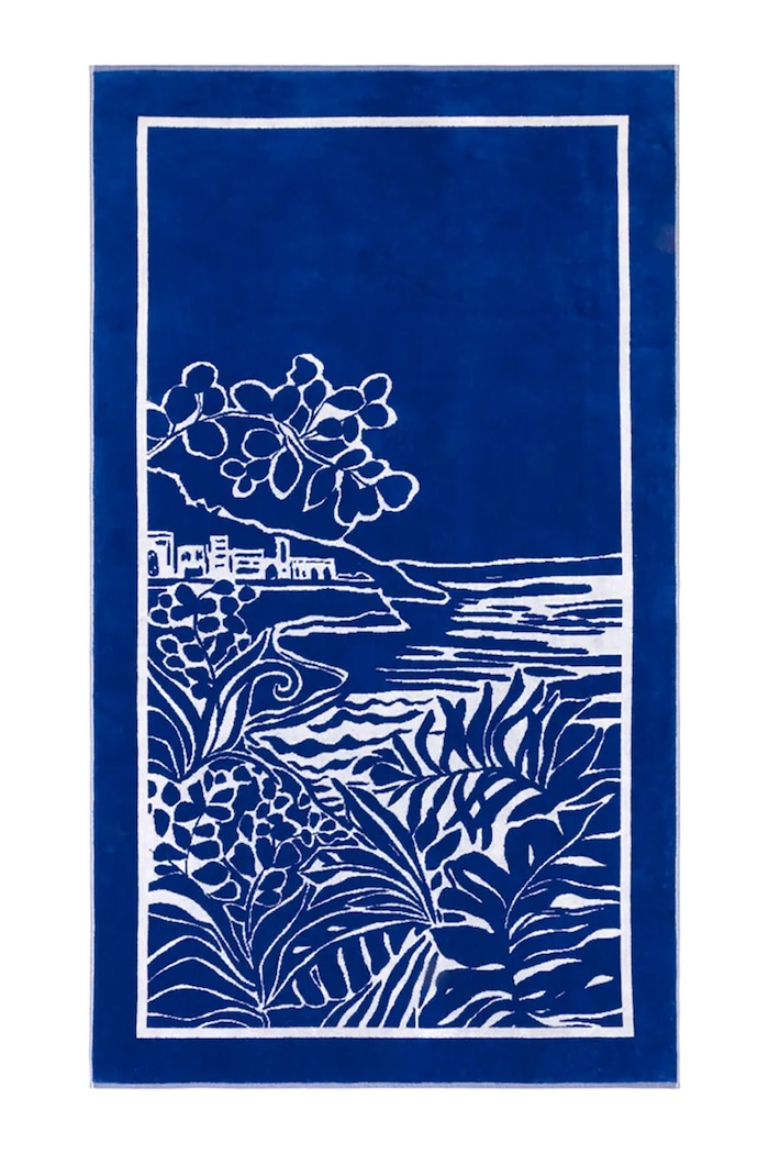 Olivier Desforges Πετσέτα παραλίας υφασμάτινη RIVIERA Navire 90 x 160 cm σκούρο μπλε 1062936