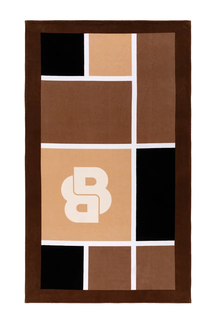 Bavlnený plážový uterák BOSS OSCAR Camel 100 x 170 cm hnedá 1069009