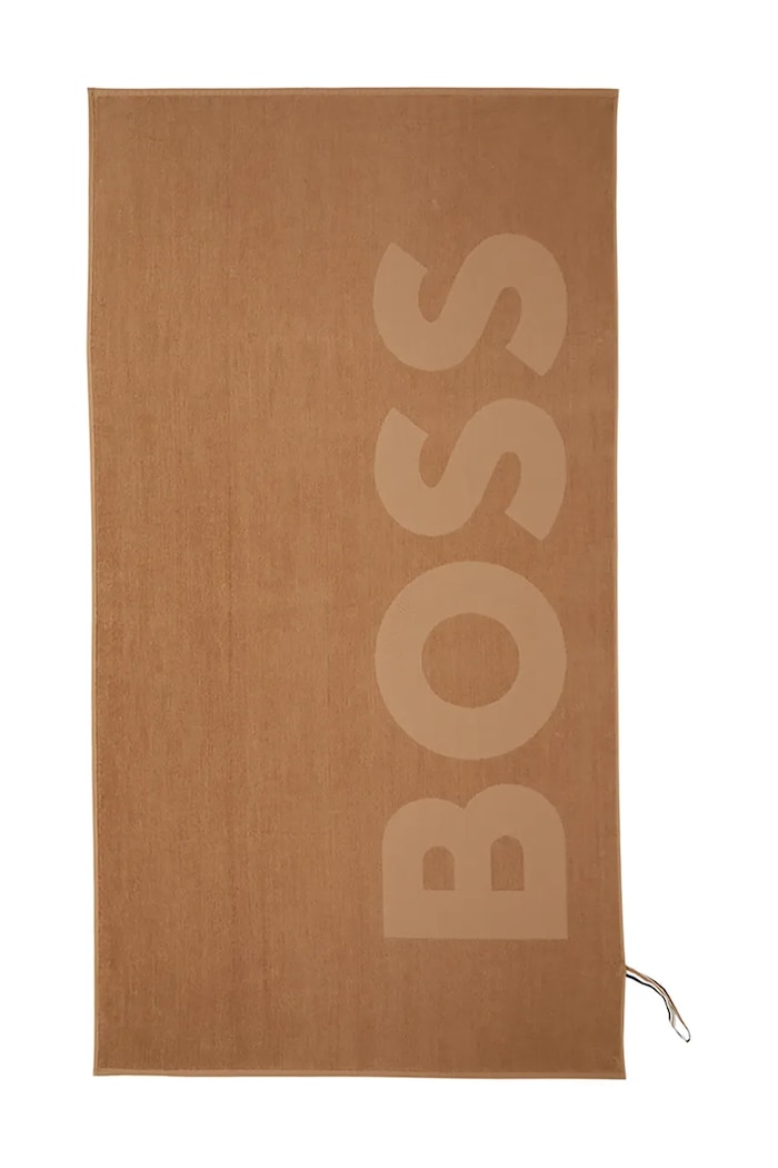 BOSS ręcznik plażowy bawełniany ZUMA Camel 100 x 180 cm brązowy 1068956