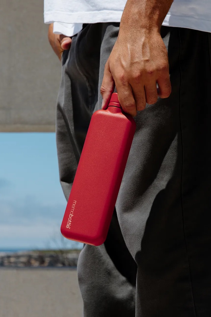 Lifestyle memobottle butelka na wodę ze stali nierdzewnej Slim M266 czerwony