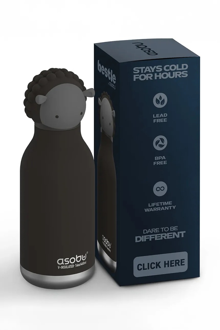 Asobu butelka termiczna ze stali nierdzewnej 460 ml SBV44.BLACK.SHEEP czarny AA00