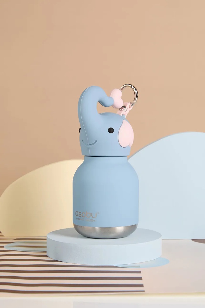 Asobu butelka termiczna ze słomką ze stali nierdzewnej 200 ml IBV44.ELEPHANT niebieski
