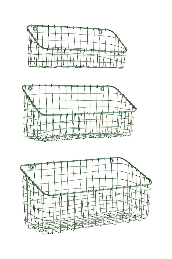 Nástěnný úložný koš Madam Stoltz 3-pack tyrkysová 35874GRN