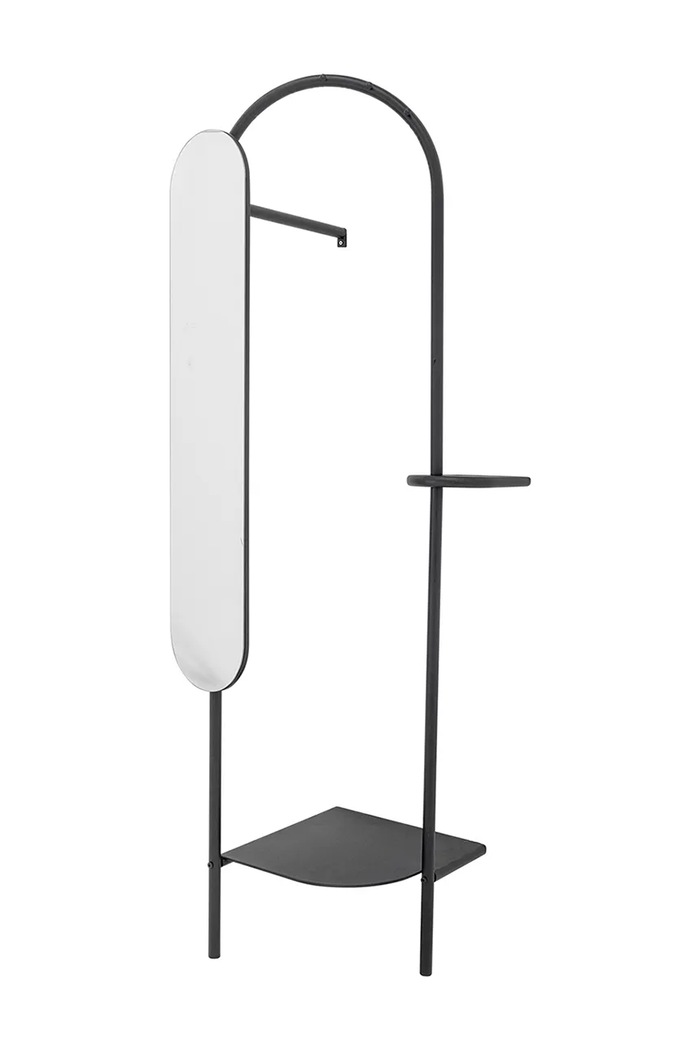 Bloomingville ruhaakasztó tükörrel Belen 58 x 185 x 45 cm 82062363 fekete AA00