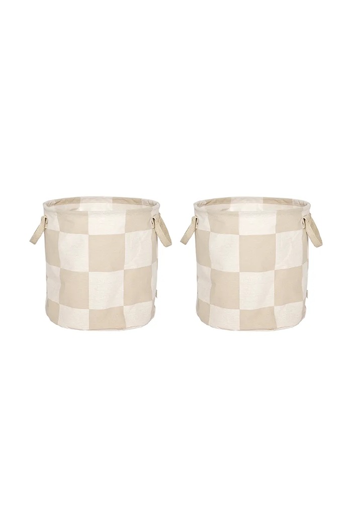 Sada úložných košíkov OYOY Chess 32 x 32 x 32 cm 2-pak béžová L301583