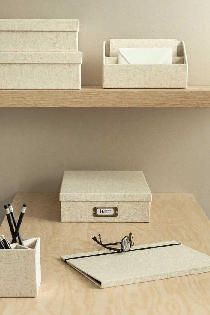 Living și dormitor Bigso Box of Sweden cutie de depozitare Oskar A4 26 x 35 x 8,5 cm 9451N6072.99 bej