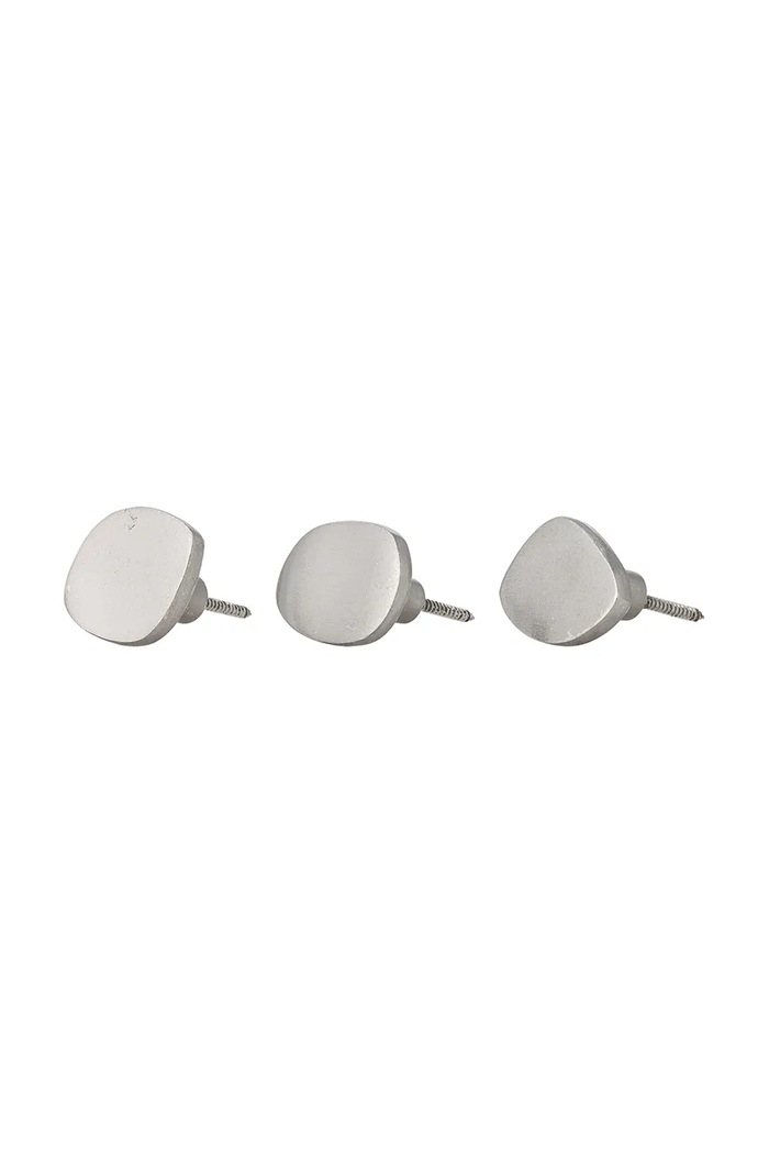 Salon i sypialnia Bloomingville zestaw haczyków ściennych z aluminium 4 x 3 x 4 cm 82069423 srebrny