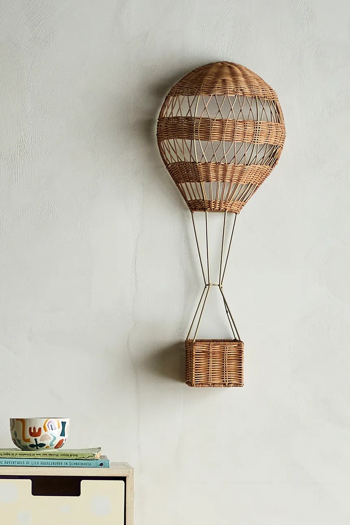 Nappali és hálószoba Bloomingville Fali kosár rattanból 23 x 62 x 13 cm 82065313 bézs