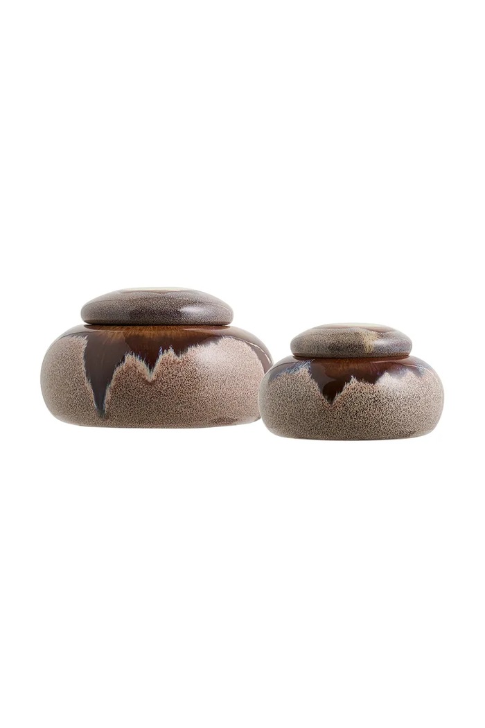 House Nordic set de recipiente decorative 11,7 x 7 / 15,3 x 8,5 cm 2-pack maro 4502033