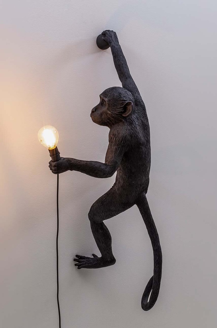 Seletti lampa ścienna The Monkey Lamp Hanging czarny 14919