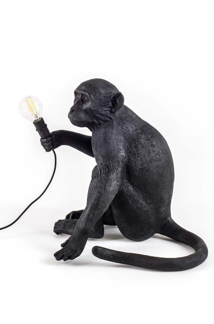 Seletti veioza Monkey Lamp Sitting negru 14922