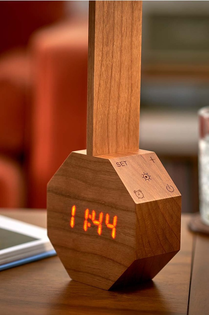 Bezdrôtová lampa s budíkom Gingko Design Octagon Plus Clock Desk Light G012CH
