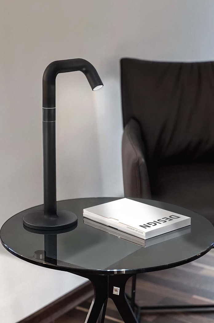 Dnevni boravak i spavaća soba Bežična stolna lampa Sompex Pipe T 77000 crna
