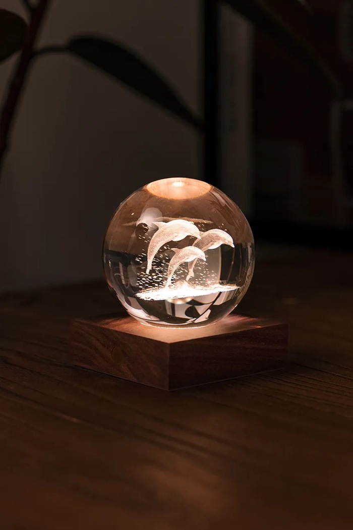 Bezdrátová stolní LED lampa Gingko Design Amber Crystal Light 9,5 x 8 cm G025DO hnědá AA00