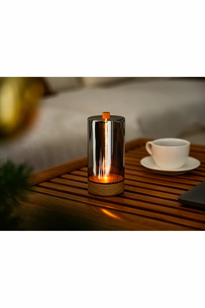 Obývacia izba a spálňa Gingko Design lampa LED zo skla 6,8 x 6,8 x 13,7 cm G085AH béžová