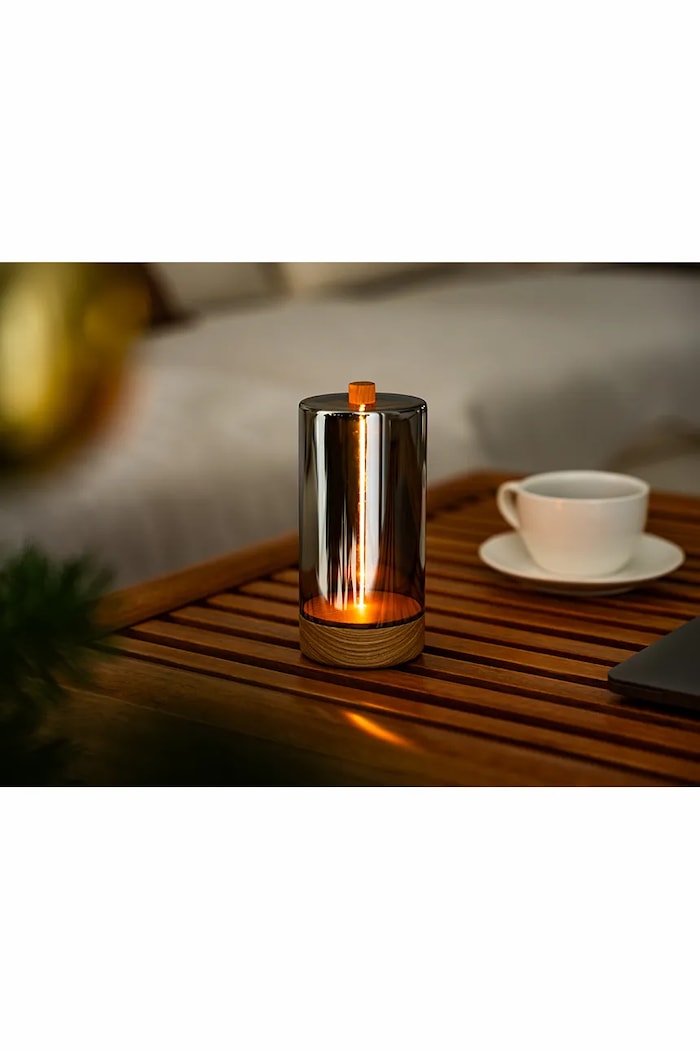 Obývacia izba a spálňa Gingko Design lampa LED zo skla 6,8 x 6,8 x 13,7 cm G085AH béžová