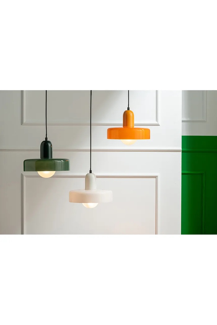 J-Line Lampă suspendată din sticlă colorată 64086 alb