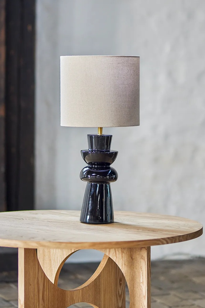 Lampa stołowa z kamionki 25 x 53 cm Bloomingville czarny 82069560